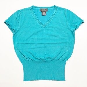 George teal spray knit top